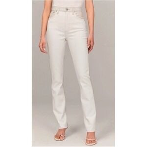 Abercrombie Curve Love 90s Straight Ultra High Rise Faux Leather Trim Jean 29 8R